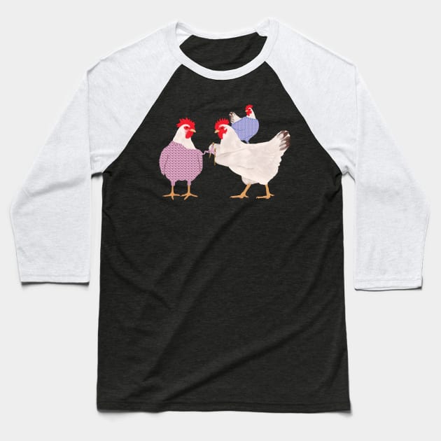 Chicken Knitting Baseball T-Shirt by ahadden